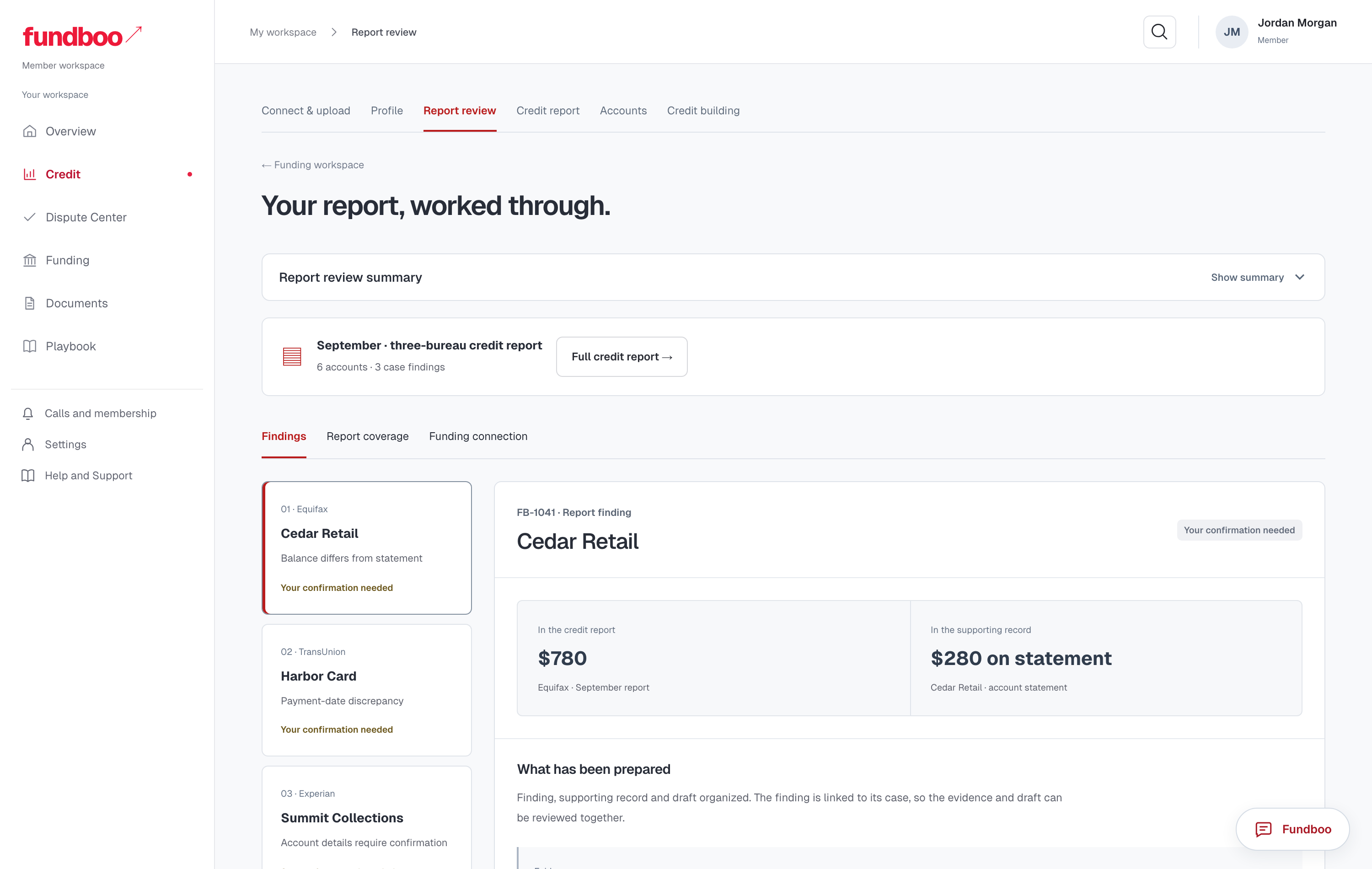 Report review after connecting your report